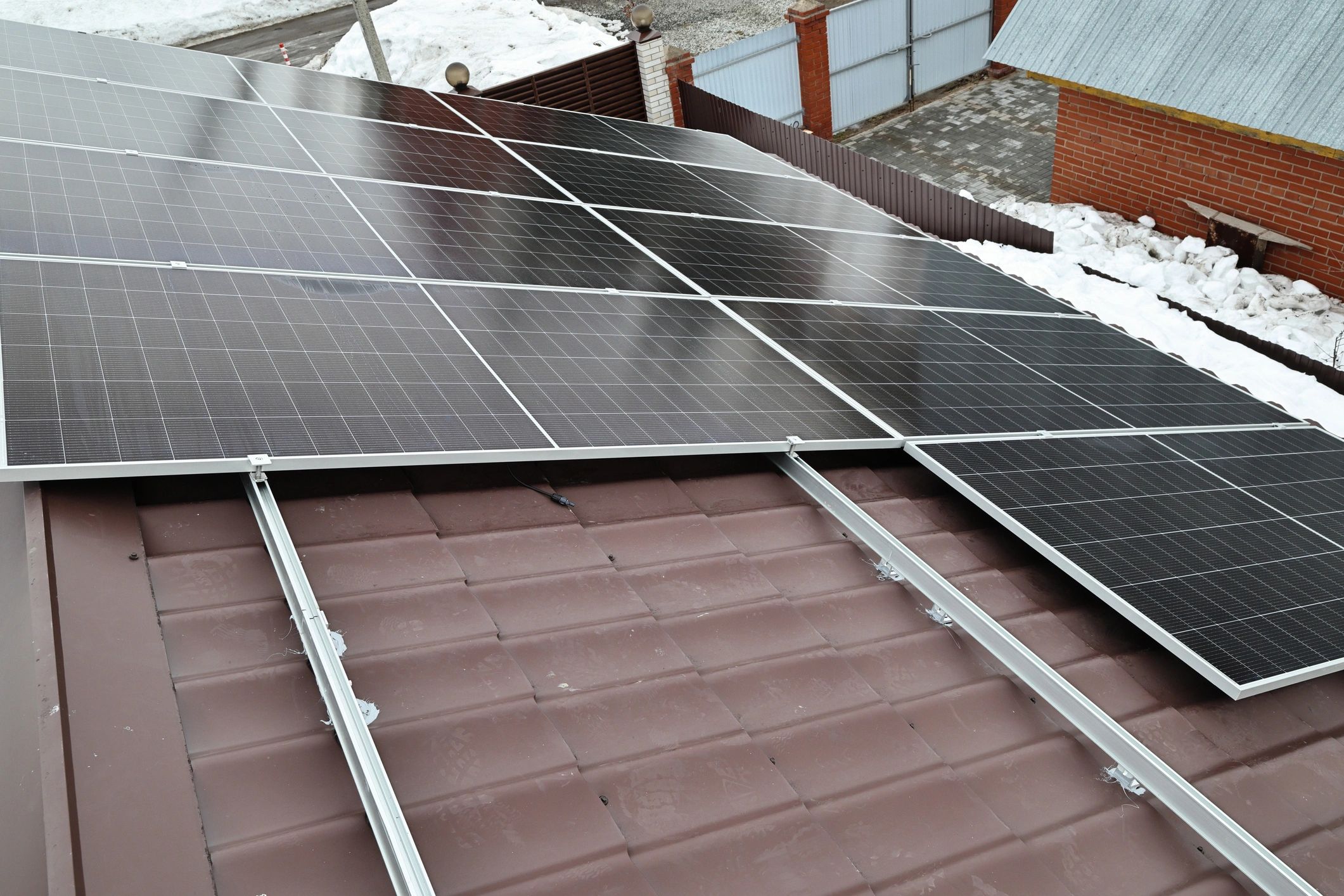 Residential solar panel installation on a home roof